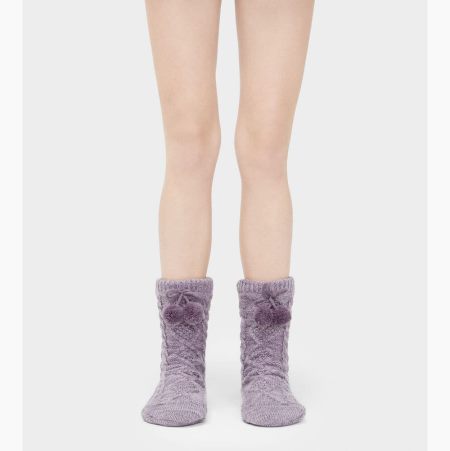 UGG Pom Pom Fleece Lined Crew - Sokker Dame - Lavendel (NO-H981)